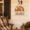 Decorative Holiday Wood Plaque Fall Wooden Hanging Sign, Autumn Scarecrow & Pumpkin Maple Leaf Door Festival Sign Hanger, Harvest Thanksgiving