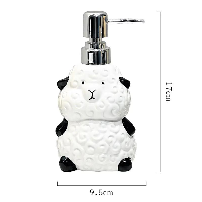Cute Little Sheep Ceramic Hand Wash Liquid Bottle Toilet Shower Gel Detergent Press lotion Bottle shower shampoo dispenser