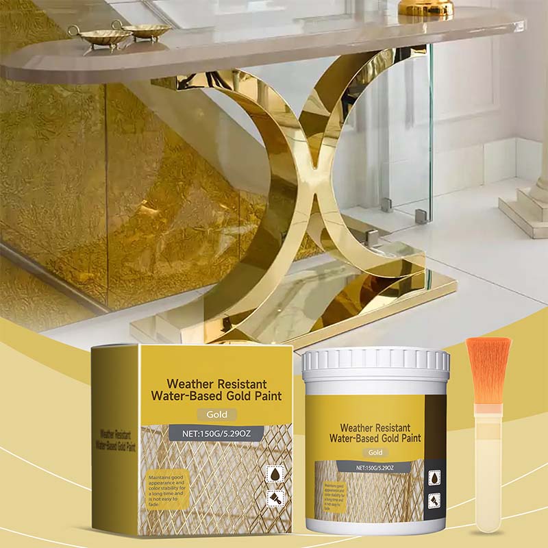Weather Resistant Water-Based Metallic Gold Paint High Gloss UV Protection for Columns Railings Outdoor Furniture