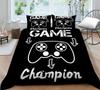 3D Bedding Single Double Bed Game Machine Printed Pillowcase and Quilt Cover 2/3 Pieces for Boys and Men Game Lovers Comfortable Household Bedding