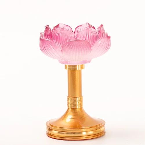 Barevný glazovaný lotosový svícen, držák na máslovou lampu, vysoký svícen, dekorace Buddhy, chrám, buddhistické potřeby