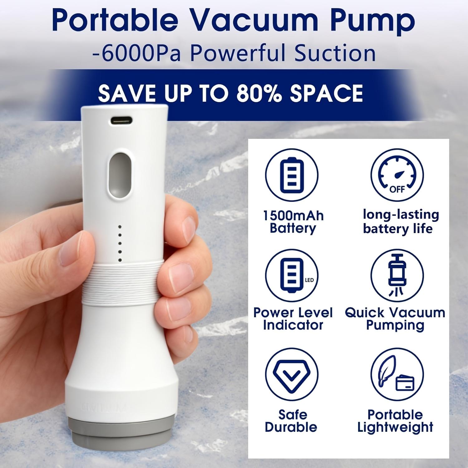 Electric Vacuum Storage Bag Pump, Portable Vacuum Compression Bag Pump, Rechargeable Wireless Suction Pump