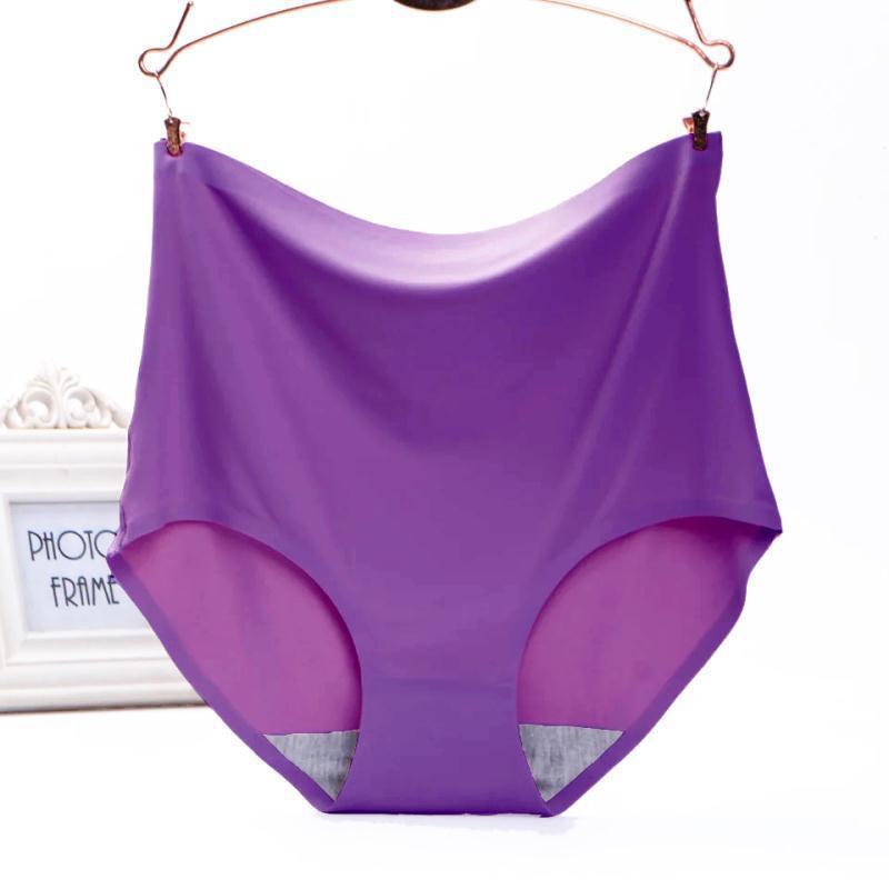 

Plus-size Seamless High-waist Women s Ice Silk Briefs XL (120-150 jin)