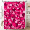 Bright Pink Geometric Shower Curtain 3D Mosaic Waterproof Bath Decoration