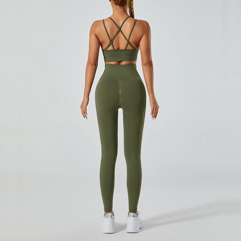 Completo Yoga da Donna con Top con Schiena a Croce e Leggings a Vita Alta per Fitness e Pratica Yoga