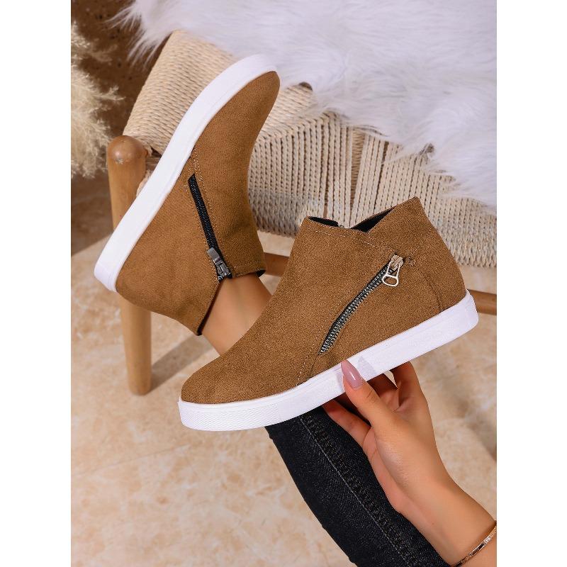 Side Zipper Platform Boots 2025 Winter New Plus Size Round Toe Ankle Boots for Women