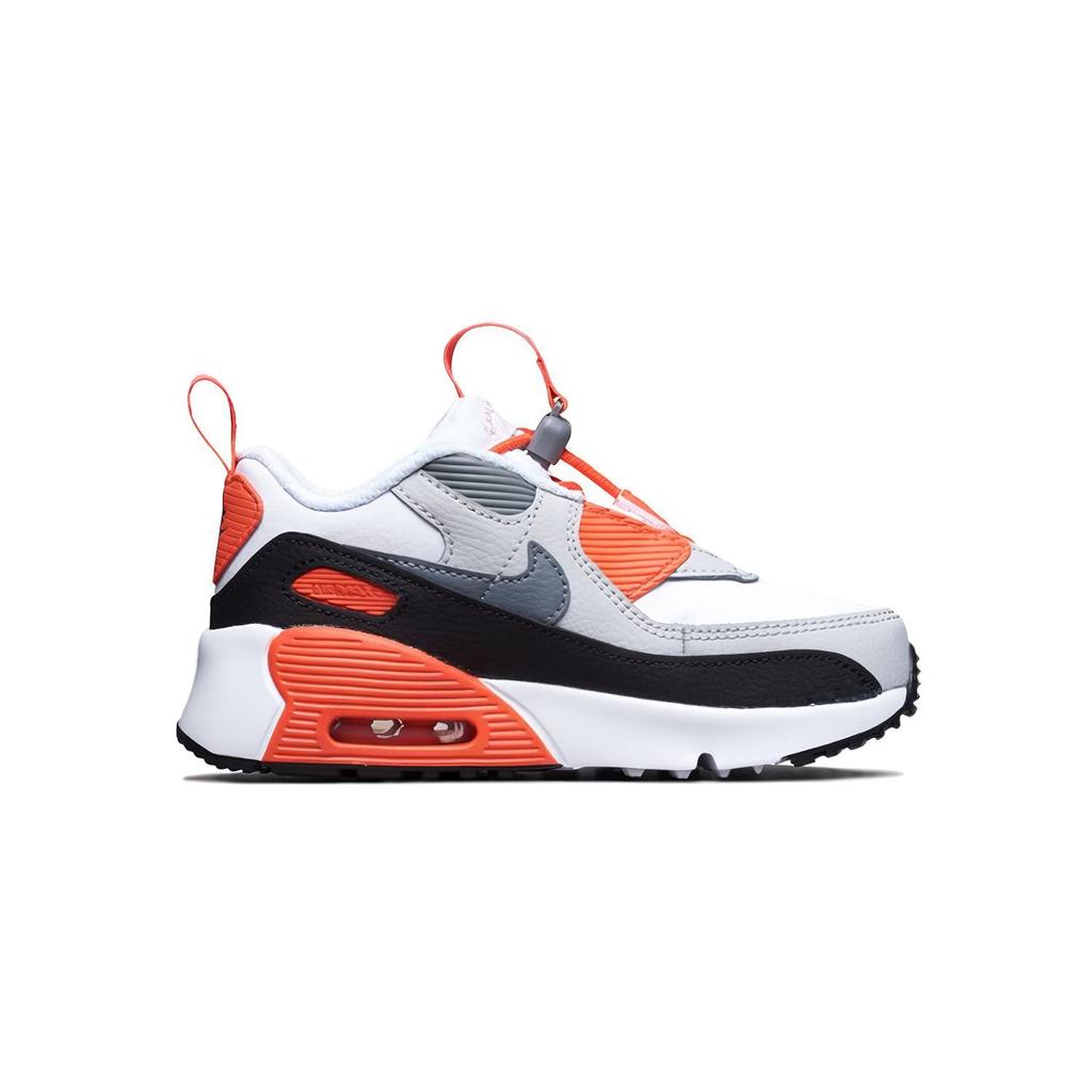 Nike Air Max 90 Toggle Mid top Toddler Shoes Gray White Orange Infant And Toddler CV0065-100