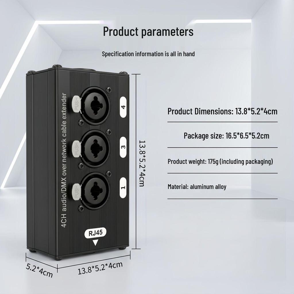 RJ45 Ethernet Audio Extender: 4-Way XLR Male to Female Cable Extension