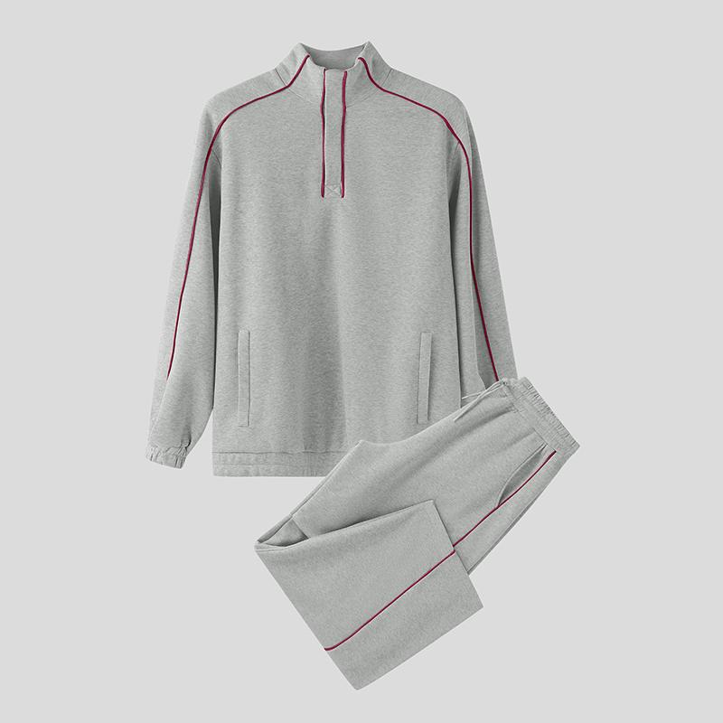 

INCERUN Two Pieces Sets Men Stand Neck Long Sleeve Stitching Sweatshirts Long Pants Sports Sets M серый