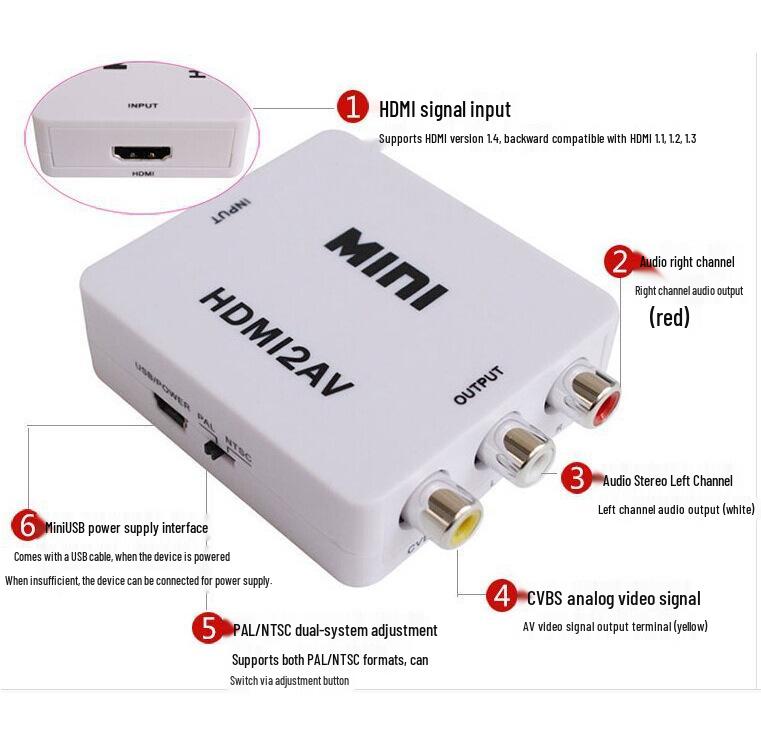 Mini HDMI zu AV HD Adapter - HDMI2AV Cinch Konverter
