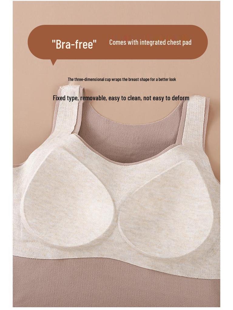 Women's Wool Silk Warm Vest with Chest Pad - No-Wear Style for Autumn/Winter, Thickened Base Layer, Outer/Inner Wear.