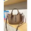 New first-layer cowhide leather high-end bucket bag vegetable basket bag single shoulder crossbody handbag women's bag