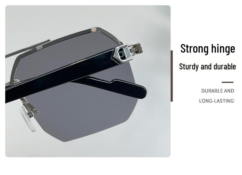 Trendy European and American Style Unisex Large Frame Double Bridge Half Frame Sunglasses