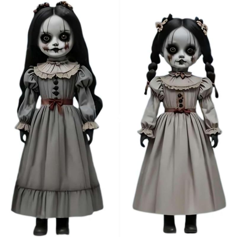 

Набор из 2 шт. Хэллоуинские куклы ужасов, уличные жуткие куклы на Хэллоуин, готический садовый декор, пластиковые фигуры, крепящиеся на столбе 2 PACK