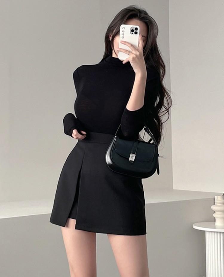 Korean Dongdaemun Cashmere Slim-Fit Turtleneck Top - Women's Autumn/Winter Versatile Long-Sleeve Base Layer