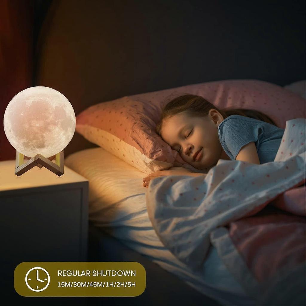 Moon Light, 16 Colors with Wooden Stand, Remote Control, USB Charging