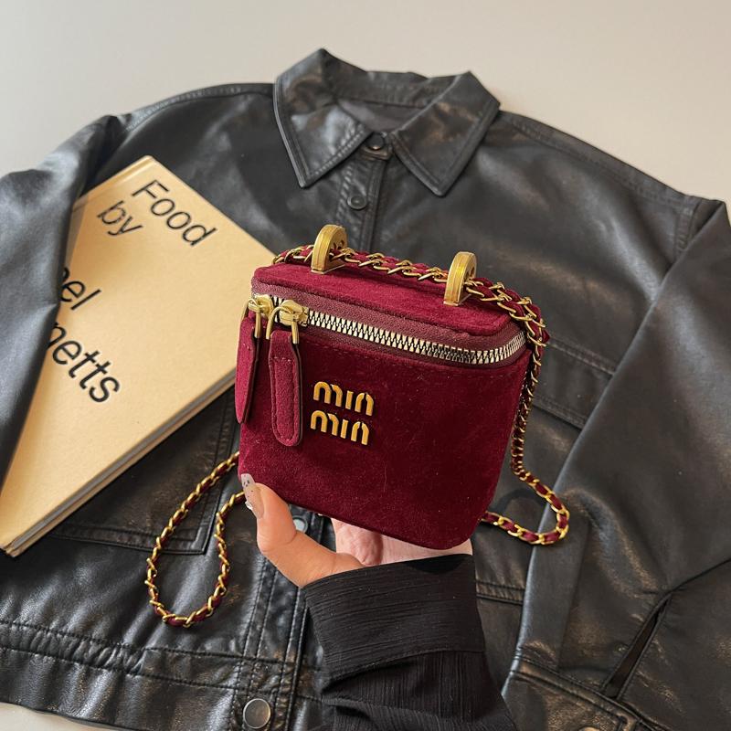 Frosted new chain miu French box bag niche texture women's small square bag personalized shoulder messenger bag
