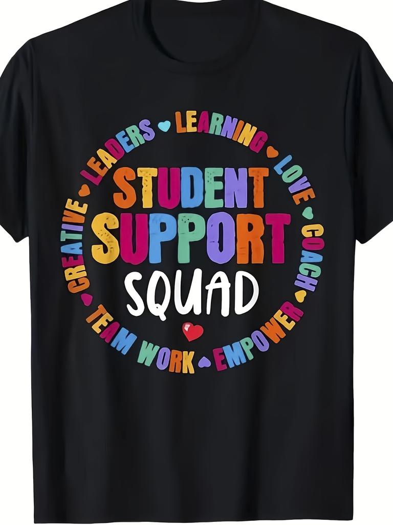 Men'S Student Support Team Counselor Social Worker Teacher Bohemian Style Short Sleeve Round Neck T-Shirt with Multicolor Motivational Phrases (Studen