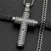 Stainless Steel Christian Rhinestones JESUS CROSS Pendant Necklaces for Women Men Gold Color Chain Amulet Necklace Jewelry