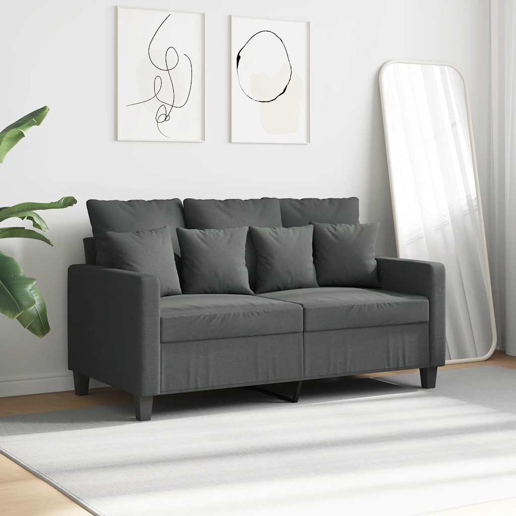 2 Seater Sofa Dark Grey 120 cm Fabric