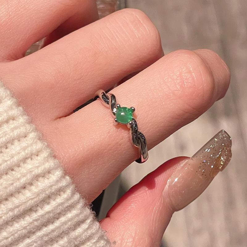 Emerald Series Open Ring Niche Design Simple Fashion Light Luxury Accessories Women
