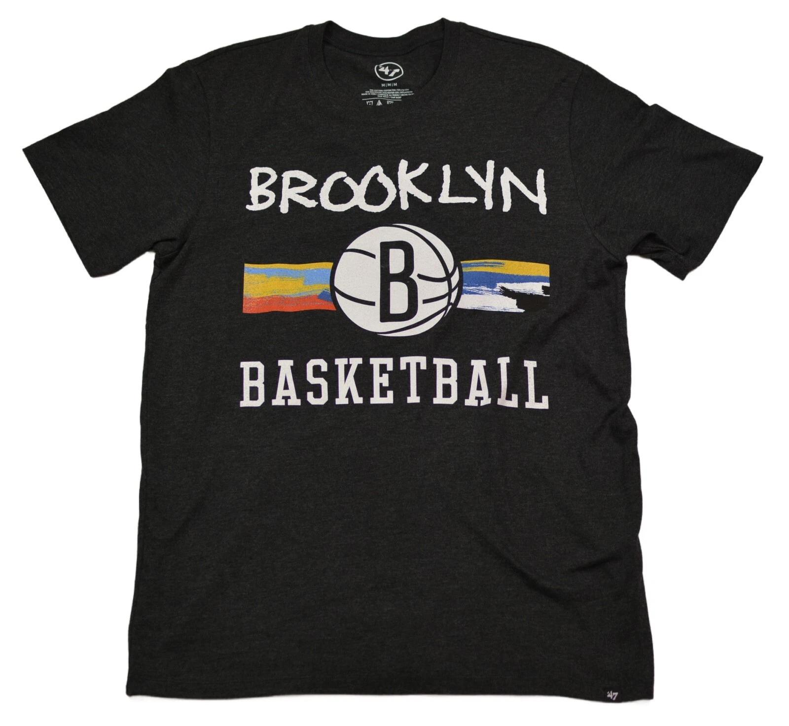 Brooklyn Nets NBA 100% Cotton T-shirt Mens Tees Top – ’47 Official Team Basketball Tee 4XL