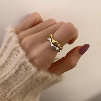 VENTFILLE 925 Sterling Silber Unregelmäßiges Design Welle Goldene Stapelbare Fingerringe Trendy Verstellbar Für Frauen Geschenke Dropshipping