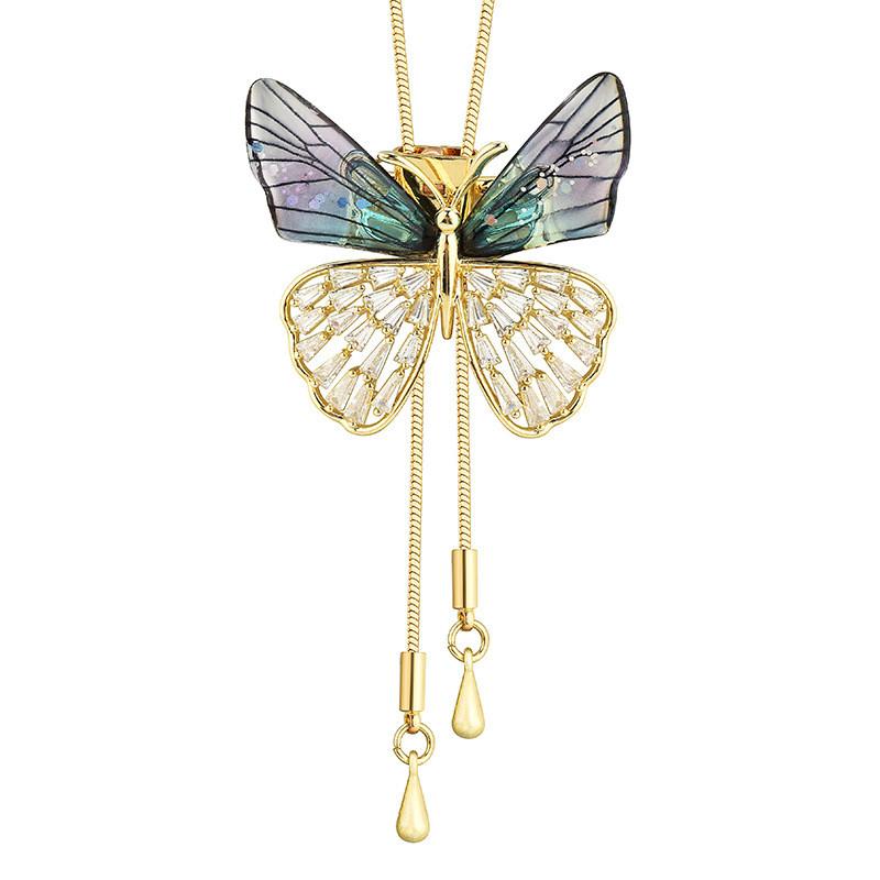 Elegant Colorful Butterfly Long Sweater Necklace For Women Perfect For Fall And Winter Fashion Trends