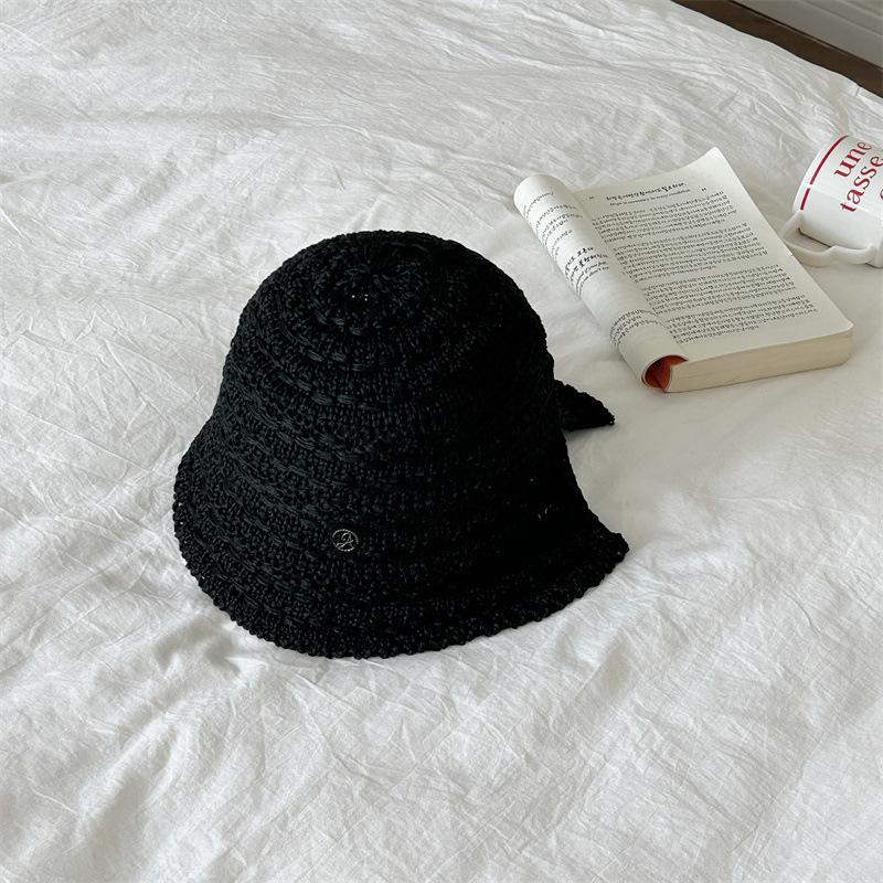 Summer new sun hat women's South Korea Dongdaemun weaving hollowed out after split fork sun protection hat fisherman hat children