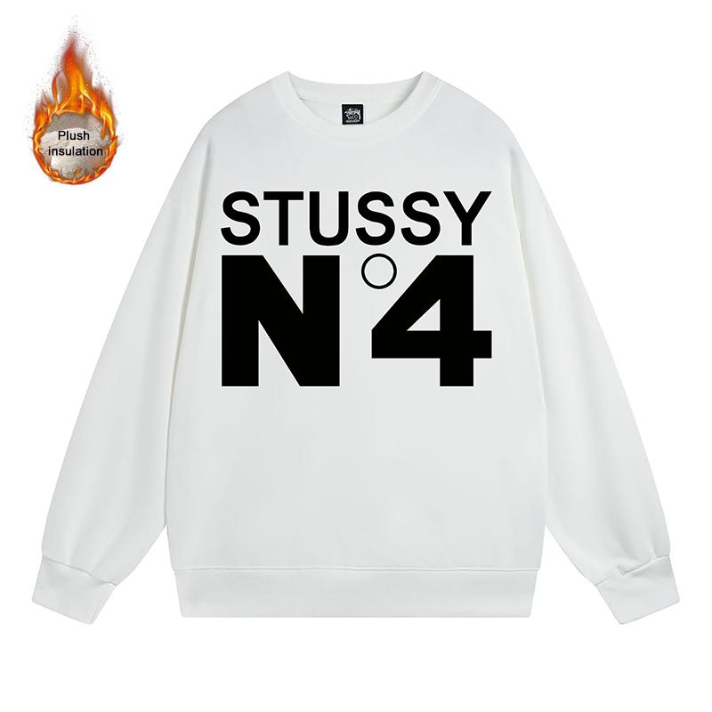

Stussy 2023 Autumn and Winter Loose High Quality Cotton Thickened and Plush Stussy Version No.4 Basic Printed Round Neck Sweater