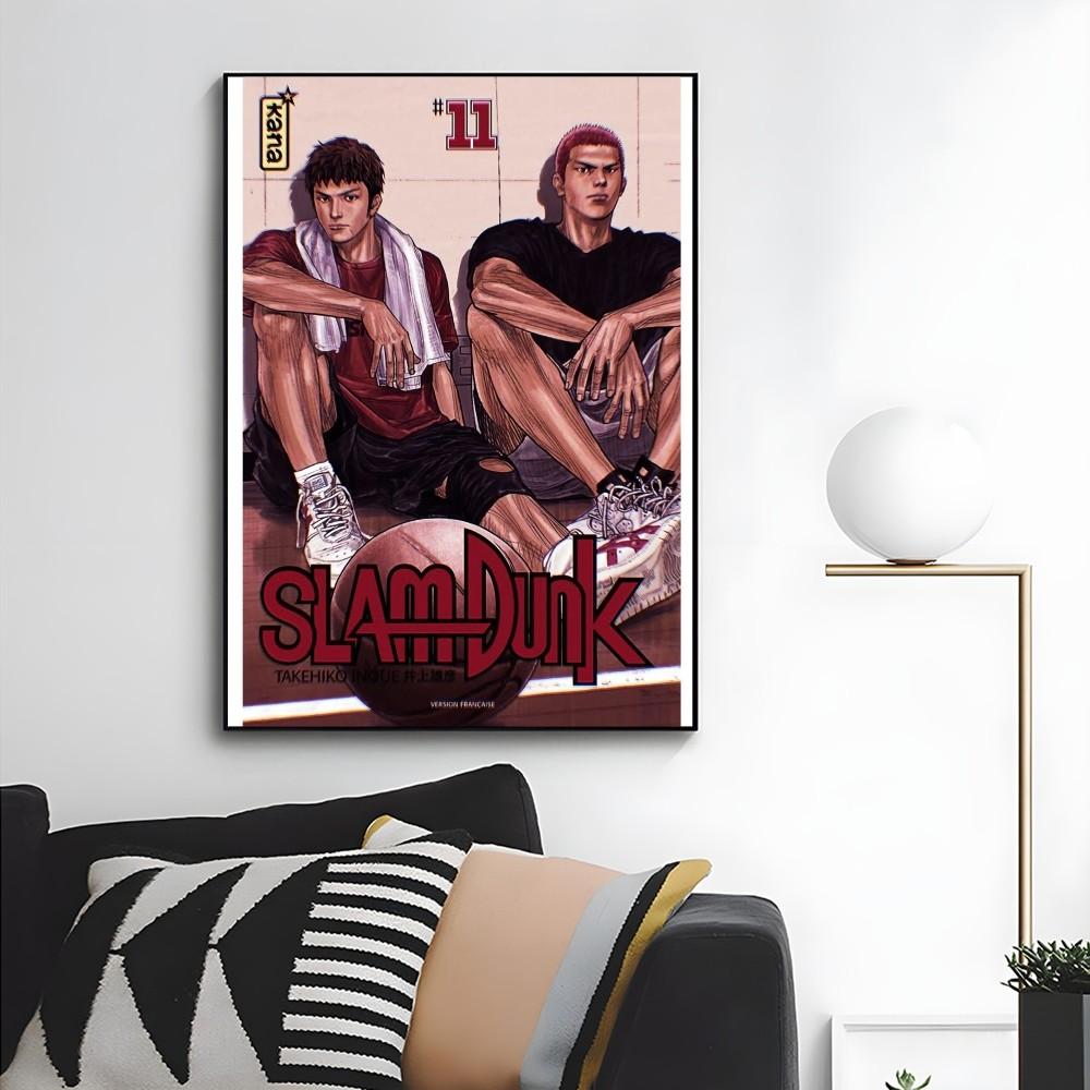 1PC Anime Slam Dunk Poster Film Vintage Japan Poster Self-adhesive Art Waterproof Paper Sticker Coffee House Bar Room Wall Decor