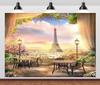Ultra Large Romantic Paris Tapestry Wall Hanging Eiffel Tower Sunset Decor Polyester Fabric Outdoor Patio Backdrop Art Print for