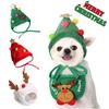 Festliches Hunde Katzen Weihnachts Hut Lätzchen Set – Rot/grün/weiß Polyester