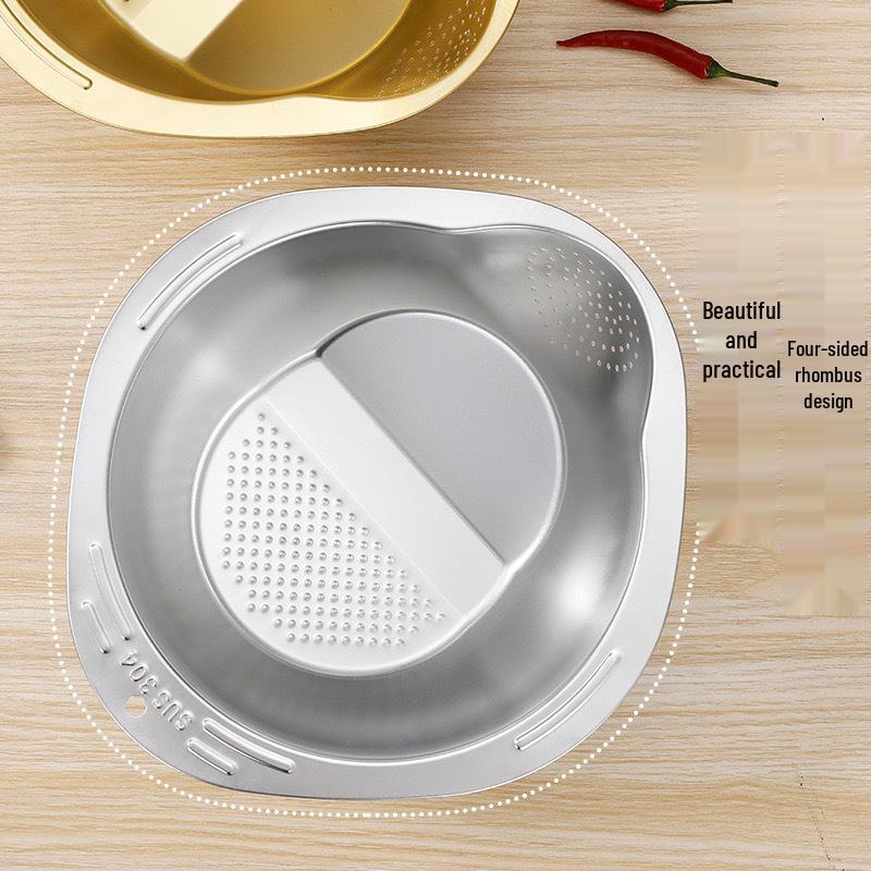 Cross-Border Stainless Steel Multifunctional Kitchen Basin with Sieve for Washing Rice, Fruits & Vegetables