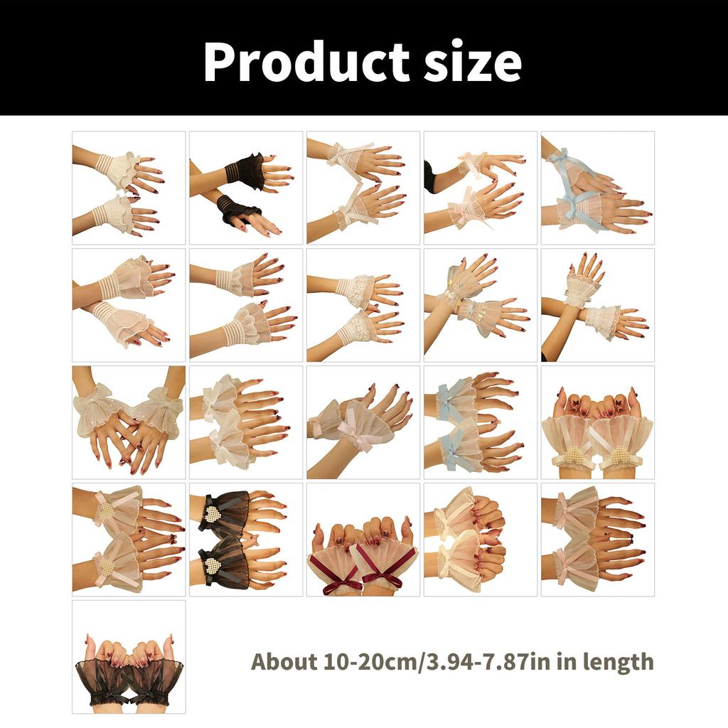 Decorative Lace Sleeves for Women Girl Elegant Wrist Cuff Detachable Faux Sleeves Sweater Ruffle Cuffs Fashion Accessory