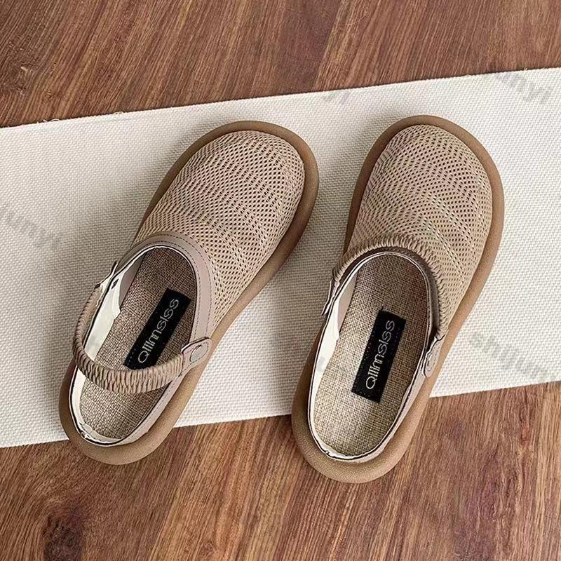 Women's Sandals 2025 Summer Mesh Breathable Fashion Vintage Half Slippers Lightweight Comfortable Soft Sole Non Slip Beach Shoes