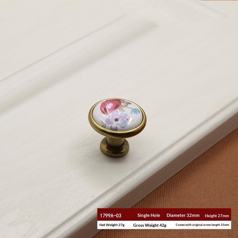 European Flower Ceramic Handles Kitchen Cabinet Storage Dressers Classic Wardrobe Cabinet Closet Door Pulls