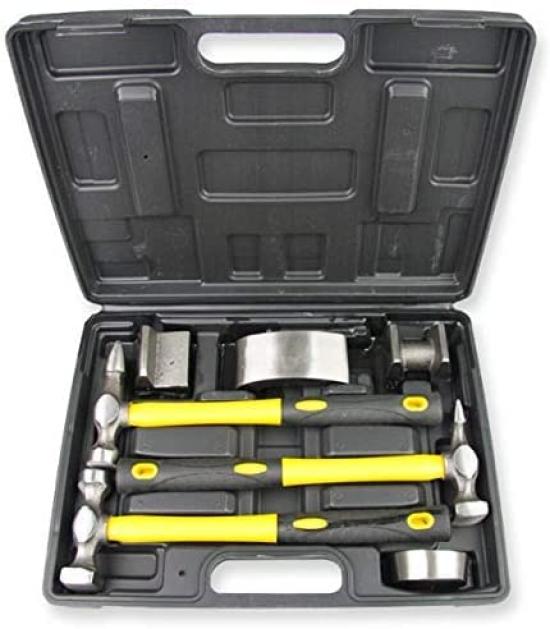 Sheet metal hammer dolly sheet processing set with special case metal processing set 7pcs hammer bumper repair & metal/metal