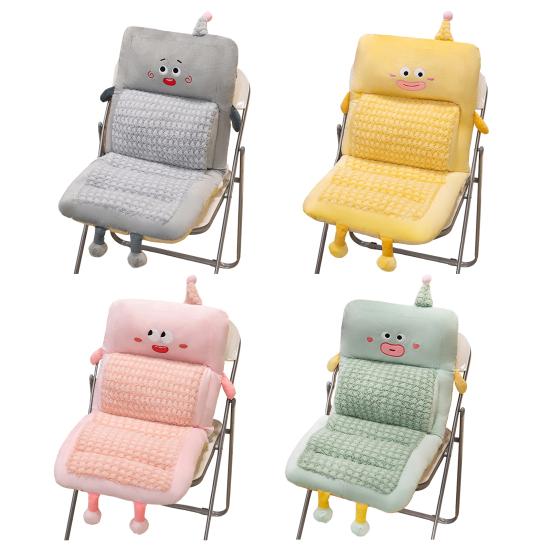 Plush Office Seat Cushion Soft Cartoon Seat Pad with Lumbar Pillow And Back Support Non-Slip Rocking Chair Cushion for Dorm Floor Car Office Patio