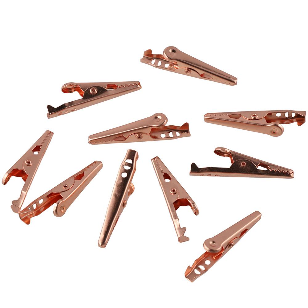 

10pcs 45mm/1.77inch Copper Alligator Clip with Insulation Sleeve Cable Lead Probe Clip Soldering