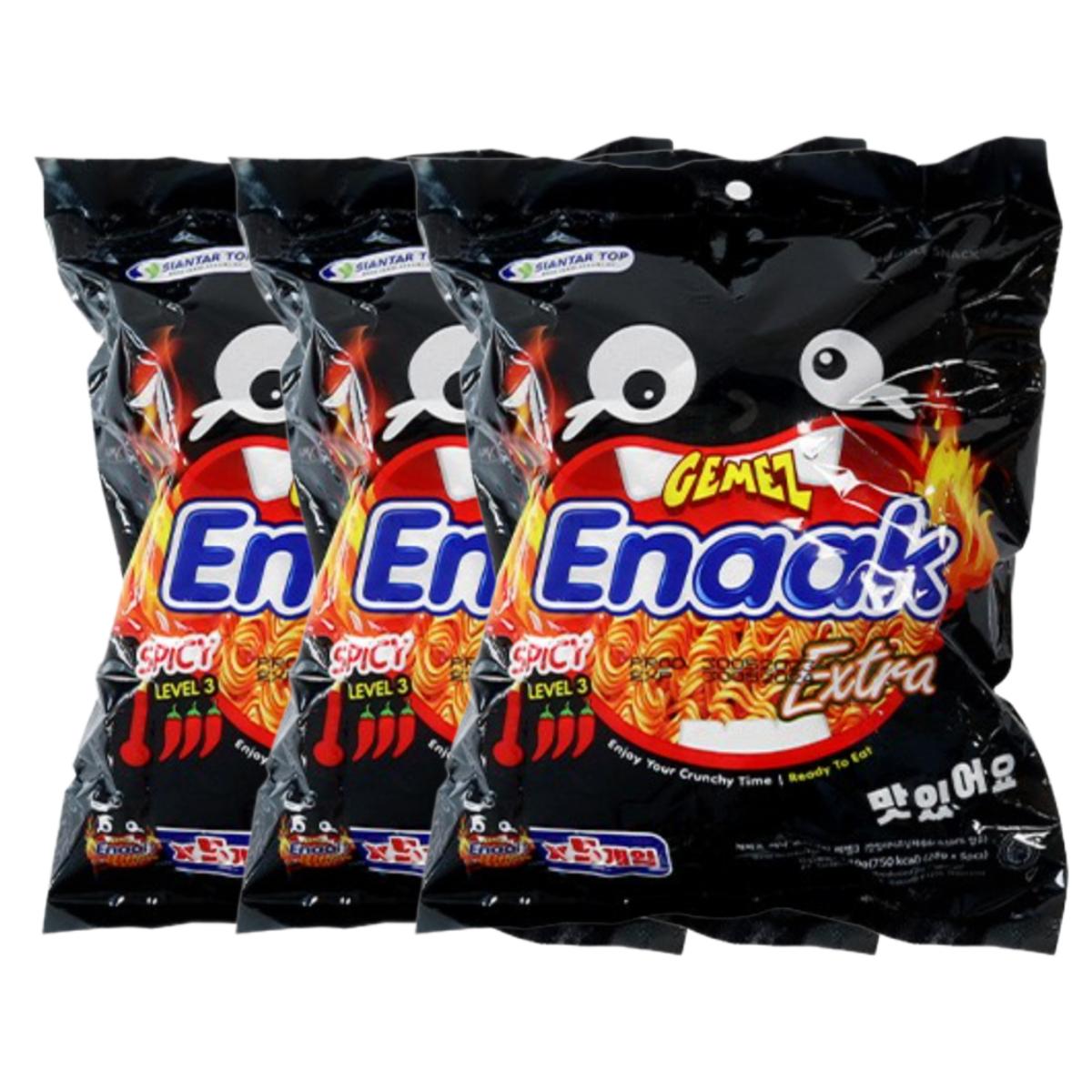 Seoul Pantry Gemez Enaak Spicy Noodle Snack Crispy Savory Crunchy Snack 140G (28G X 5) X 3 Pack