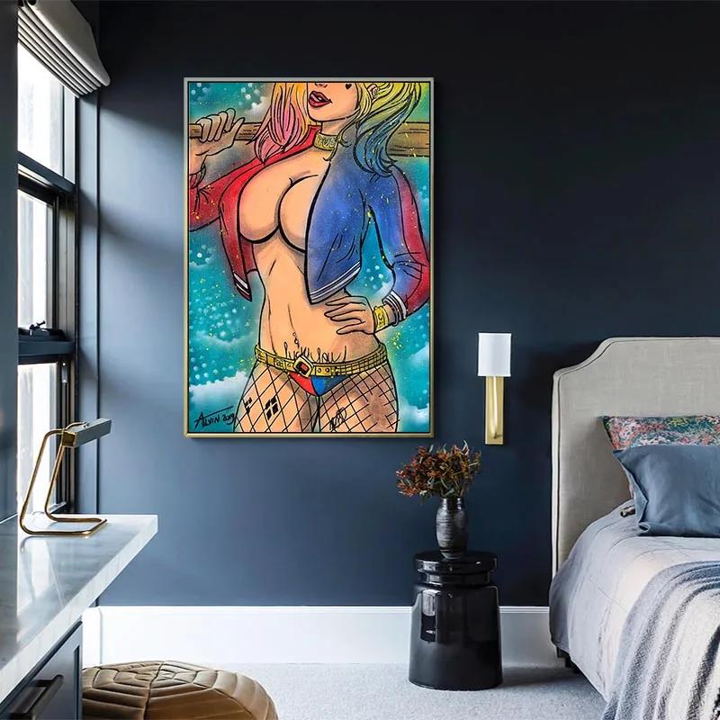 Sexy Ass Frau Wandkunst Poster Sexy Brüste F You Leinwand Malerei Anime Mädchen Appeal Dekor Gemälde für Zuhause Schlafzimmer Bar Erwachsene