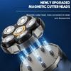 Waterproof 6D Head Bald Shaver Magnetic Head Shaving Machine Cordless Electric Mini Rotary Shavers For Men with LED Display