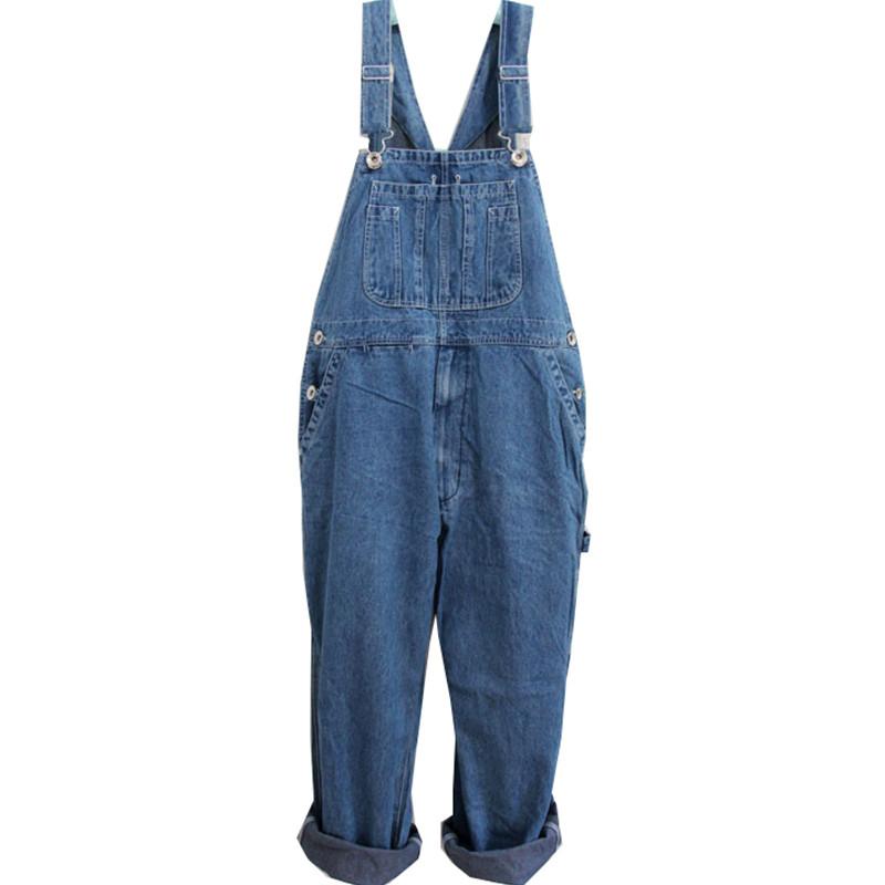 Men's Denim Overalls Large Size Strap Straight Pants Blue Jeans Men's Plus Size Work Clothes