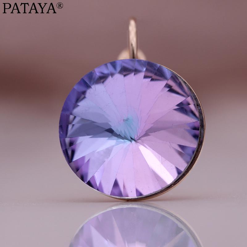 PATAYA New Crystal Gradient Blue Earrings Stylish And Elegant Jewelry
