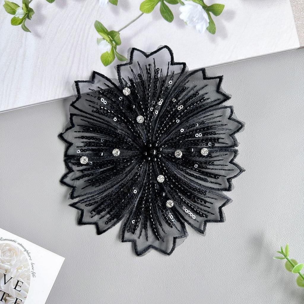 Exquisite Multi-Color Handmade Beaded Rhinestone Embroidered Flower Dress Top Bag Decorative Cloth Sticker Accessories