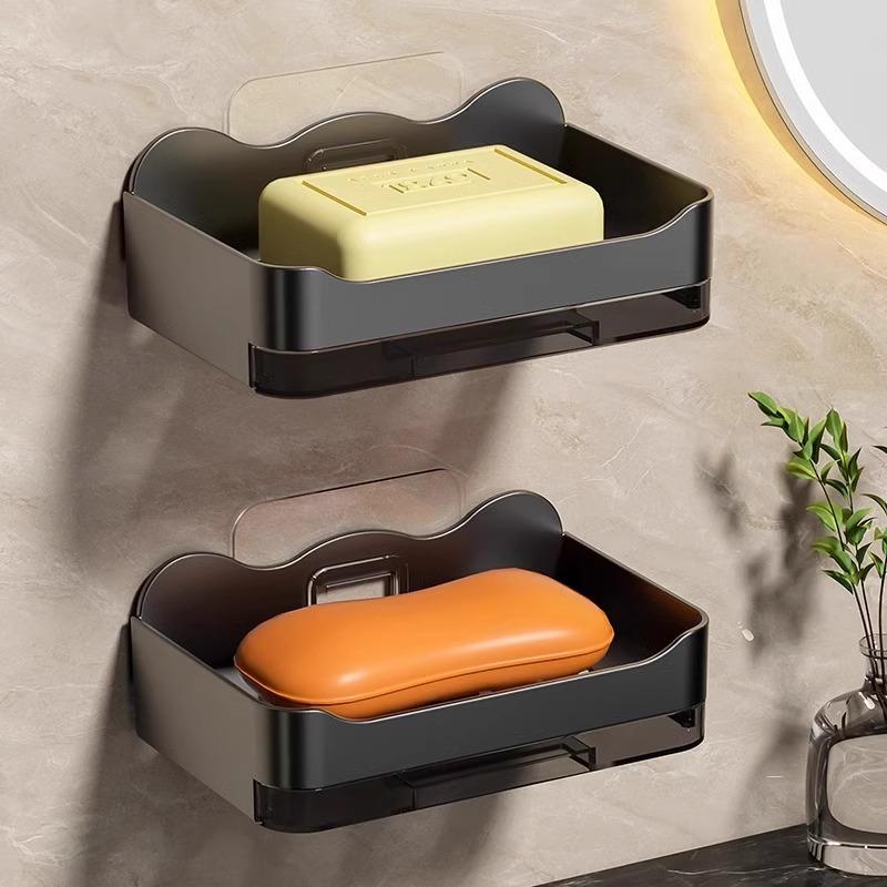Wall-mounted Soap Box for Bathroom Double-layer Soap Draining Box,Wall Soap Storage Rack for Household Bathroom