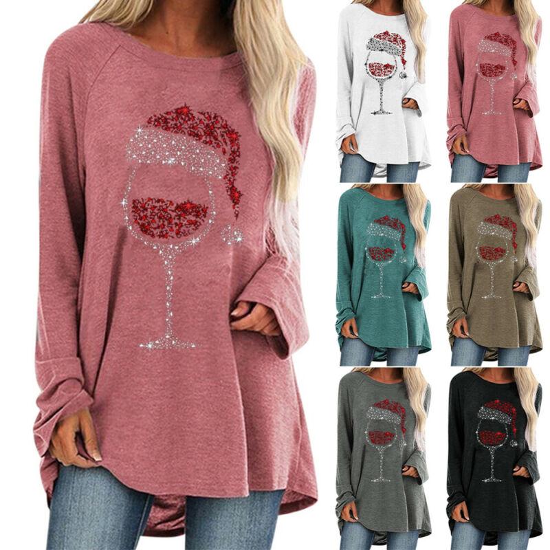 meidexian888 Womens Christmas Hat Printed Long Sleeve Blouse O-Neck Graphic Long Sleeve Tops meidexian888 Womens Christmas Hat Printed Long Sleeve Blouse O-Neck Graphic Long Sleeve Tops