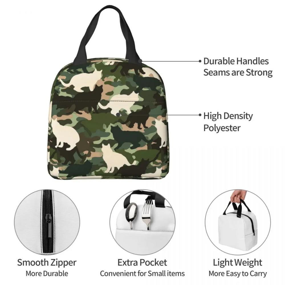 Cat Camouflage Insulated Lunch Bag for Women Office Cooler Thermal Food Box Tote Portable Lunch Boxes Container