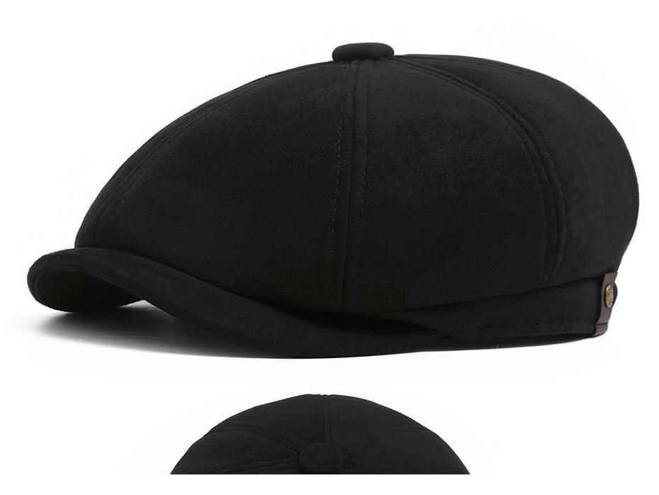 Men's and Women's Suede Newsboy Cap: Retro, Fashionable Autumn/Winter Octagonal Hat and Casual Painter Beret.